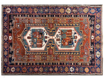 Handmade Vintage Turkish Oushak Rug 137x210 cm | Wool on Wool Area Rug 4.5x6.9 ft | Boho Antique Oriental Decorative Rug, Washed & Ready
