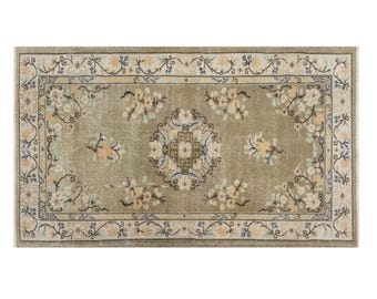 Vintage Turkish Oushak Area Rug 125x220 cm (4.1 x 7.2 ft) | Timeless Handmade Rug | 60+ Years Old