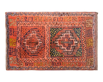 Vintage Kurdish Rug, 3.5x4.9 ft, 106x148 cm, Handwoven Turkish Wool Rug