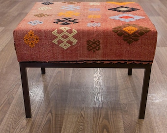Living Room Furniture,Dining Room Furniture,Ottomans,Decorative Bench,Ottoman Bench, Footstool,Stool,Bench,Furniture,Kilim Covered Bench