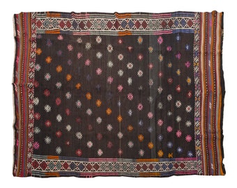 Embroidery Light Rug,Goat Hair Rug,Striped Kilim Rug 7'3 x 10 feet,Stripe Kilim Rug,222x305cm,Cicim Rug, Turkish Light Rug