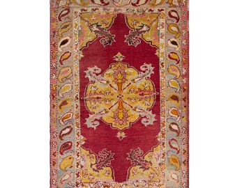 Vintage Turkish Prayer Rug, 2.7x4.1 ft, 81x125 cm, Handmade Anatolian Wool Rug