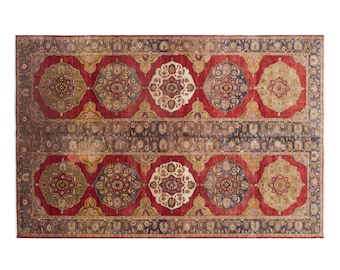 Oversized Vintage Turkish Rug 305 x 475 cm | 10'0" x 15'7" ft Oushak Handmade Wool Carpet, Antique Room Size Rug, 60+ Years