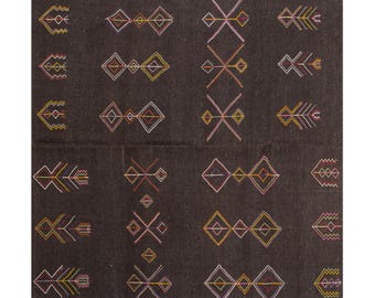 One-of-a-Kind Minimalist Turkish Kilim Rug 265x260 cm | 8.7x8.5 ft | 60+ Year Vintage