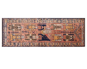 Vintage Turkish Oushak Runner Rug 3x10 ft | 105 x 305 cm Handmade Wool Rug, Long Hallway Runner, 60+ Years