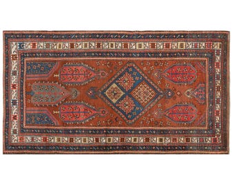 Vintage Turkish Oushak Rug, Handwoven Wool Area Rug, 1920s Nomadic Design, Boho Decorative Rug, 3'8" x 6'7" / 113x200 cm, 100+ Years