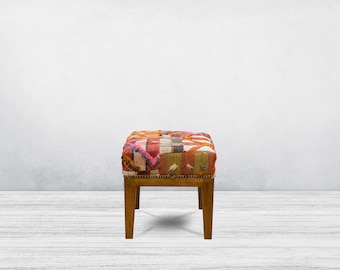 Footstool,Stool,Bench,Furniture,Kilim Covered Bench Living Room Furniture,Dining Room Furniture,Ottomans,Decorative Bench,Ottoman Bench.