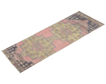 Runner Rug", Turkish Rug, Antique Rug, 2.6 x 8.8 feet, Oushak Rug, Vintage Rug, Oriental Rug, Handmade Rug, Hallway Rug", Kitchen Rug