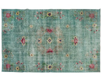 Turkish Rug", Vintage Rug, Area Rug,  5.7 x 9 feet, Oushak Rug, Antique Rug, Oriental Rug, Handmade Rug, Decorative Rug, Muted Rug, Old Rug