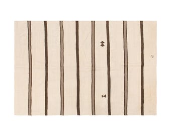 Striped Design Turkish Kilim Rug,Stripe Kilim Rug 140x218cm,Minimalist Modern Kilim Rug,Striped Turkish Rug,Striped Kilim Rug 4.6 x 7.2 ft