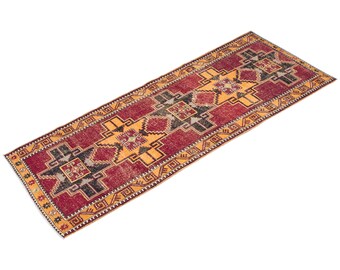 Runner "Rug, Antique Rug, 3.7 x 11.1 feet, Oushak Rug, Vintage Rug, Turkish Rug, Hallway Rug, Floor Rug, Kitchen Rug, Wool Rug, Old Rug