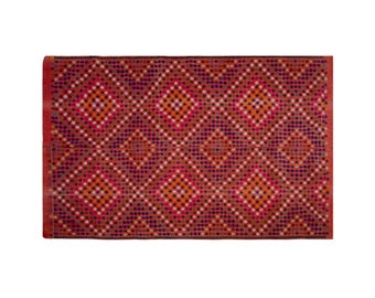 Minimalist Vintage Kilim Rug 194x282 cm (6'4" x 9'3") – Handwoven 1960s Turkish Wool Flatweave – Neutral Striped Carpet for Modern Decor