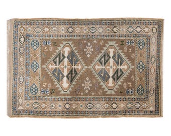 Turkish Rug, Vintage Rug, 3 x 4 feet, Oushak Rug, Antique Rug, Oriental Rug, Handmade Rug, Decorative Rug, Muted Rug, Old Rug,Area Rug