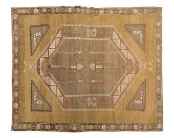 Large Rug", Antique Rug, Old Carpet, Antique Carpet,Area Rug,Turkish Rug,Vintage Rug, 5 x 6'7 ft, Handmade Rug,Oushak Rug