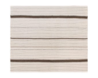 6'9x7'20 feet,Stripe Kilim Rug,210x220cm,Striped Design Turkish Kilim Rug Minimalist Modern Kilim Rug, Pale colors Striped Kilim Rug