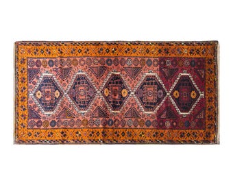 Antique Malatya Adıyaman Area Rug, 4.4x8.5 ft, 135x260 cm, 100 Years Old Handwoven Wool Rug