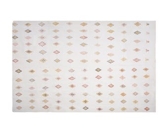 Minimalist Modern Kilim Rug 227x292 cm, Striped Turkish Kilim Rug, Striped Design, Pale Colors, Handwoven Wool, 7'5" x 9'7" Feet