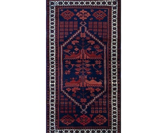 Vintage Turkish Prayer Rug, 2.8x5.3 ft, 85x162 cm, Handmade Anatolian Wool Rug