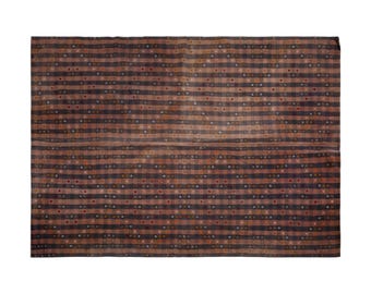 Vintage Turkish Kilim Rug 170x242 cm | 5'7" x 7'11" ft – Handwoven Striped Kilim, Minimalist Boho Rug for Modern, Japandi Interiors