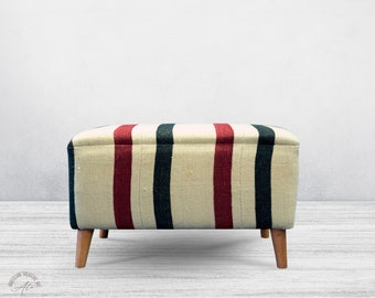 Furniture,Kilim Covered Bench,Living Room Furniture,Ottoman Bench, Footstool,Stool,Bench,Dining Room Furniture,Ottomans,Decorative Bench.
