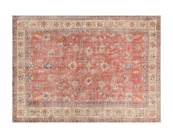 Turkish Rug, Vintage Rug, Area Rug, 6'7 x 9'3 feet, Oushak Rug, Antique Rug, Oriental Rug, Handmade Rug, Decorative Rug, Large Rug, Old Rug