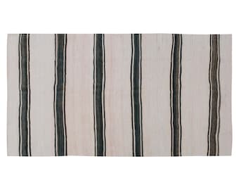 Striped" Design Turkish Kilim Rug, Elegant Kilim Rug,Minimalist Modern Kilim Rug, Pale colors Striped Kilim Rug,4'1 x 7'5 feet 125 x 225 cm