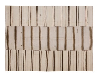 Stripe Kilim Rug, 230x295cm , Striped Design Turkish Kilim Rug, Minimalist Kilim Rug, Striped Turkish Rug, Striped Kilim Rug 7'7 x 9'8 ft