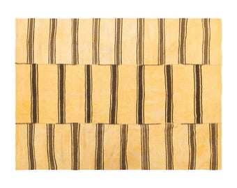 Vintage Turkish Striped Kilim Rug, 6.4x7.7 ft, 195x235 cm, Handwoven Area Rug