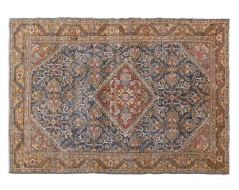 60+ yrs Old 125x200 cm Vintage Oushak Rug – Handwoven Wool Area Rug – Bohemian Tribal & Caucasian Design