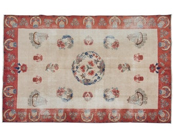 Area Rug, "Turkish Rug, Vintage Rug, 6.1 x 9.11 feet, Oushak Rug, Antique Rug, Oriental Rug, Handmade Rug, Decorative Rug, Muted Rug,Old Rug