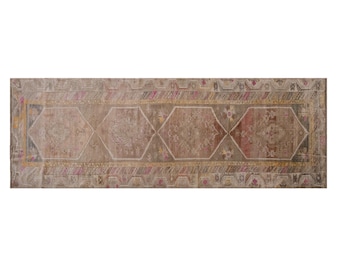 Vintage Oushak Runner 122x385 cm (4'0" x 12'7"), Turkish Handmade Wool, 60+ Years Old Antique Corridor Rug
