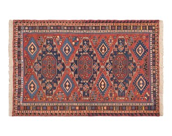 Vintage Turkish Area Rug, 4.4x5.7 ft, 135x175 cm, Handmade Anatolian Wool Rug