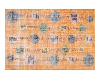 Modern Turkish Area Rug, 6.9x9.8 ft, 210x300 cm, Handmade Abstract Wool Rug