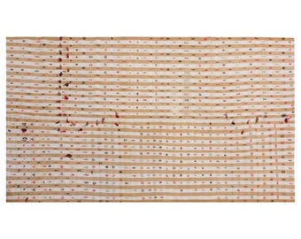 Minimalist Modern Striped Kilim Rug 160x325 cm – Handwoven Turkish Flatweave, 5'3" x 10'8" Vintage Cotton Kilim, Neutral Boho Design