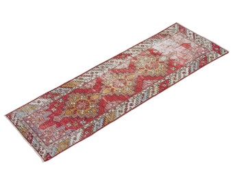 Runner Rug", Turkish Rug, Antique Rug, 2.7 x 8.10 feet, Oushak Rug, Vintage Rug, Oriental Rug, Handmade Rug, Hallway Rug", Kitchen Rug