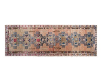 Vintage Turkish Runner Rug, 6.2x16.6 ft, 190x505 cm, Handmade Anatolian Wool Rug