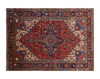 Vintage Turkish Wool Rug, Handwoven Anatolian Carpet, 284 x 368 cm 9.4 x 12 ft, 60 Years Old Oversized Medallion Rug, Vintage Boho Rug