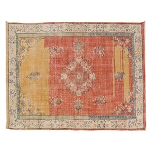 Vintage Rug&quot;, Area Rug, Turkish Rug, 6.11 x 9.10 feet, Oushak Rug, Antique Rug, Oriental Rug, Handmade Rug, Decorative Rug,Large Rug,Old Rug