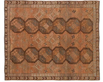 Vintage 60+ Yr Turkish Oushak Rug – Handwoven Wool on Wool, Bohemian & Caucasian Design – 200x245 cm / 6.6x8 ft – Naturally Dyed nd Timeless