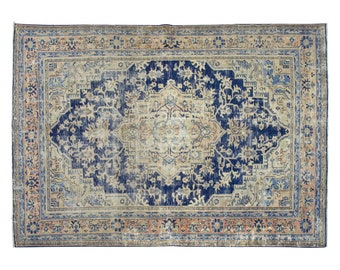 Large Rug, Area Rug, Turkish Rug, Vintage Rug, 6.8 x 9.9 feet,  Antique Rug, Oriental Rug, Handmade Rug, Decorative Rug, Oushak Rug, Old Rug