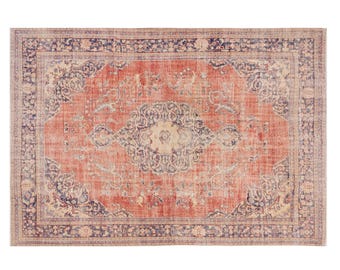 Handwoven 60+ Yr Turkish Oushak Rug – Large Wool on Wool Vintage Rug, Bohemian & Traditional Caucasian Design – 272x380 cm / 8.9x12.5 ft