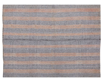 Minimalist Modern Kilim Rug,Striped Turkish Rug,Striped Kilim Rug 7'5 x 9'7 feet,Stripe Kilim Rug,225x292cm,Striped Design Turkish Kilim Rug