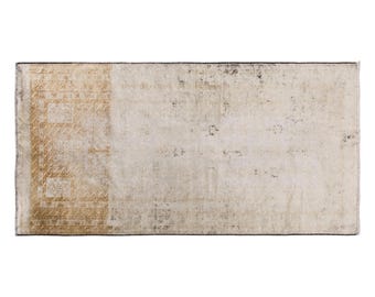 Vintage Handwoven Flosh Rug, Distressed Neutral Anatolian Area Rug, 100x195cm