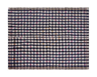Stripe Kilim Rug 202x260cm (6'7" x 8'6") – Handwoven Turkish Kilim with Striped Design – Minimalist Modern Wool Rug for Boho & Japandi Decor