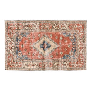 Turkish Rug, Vintage Rug, 3.10 x 6.9 feet, Oushak Rug, Antique Rug, Oriental Rug, Handmade Rug, Decorative Rug, Muted Rug, Old Rug,Area Rug