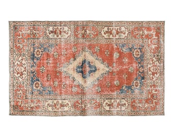 Turkish Rug, Vintage Rug, 3.10 x 6.9 feet, Oushak Rug, Antique Rug, Oriental Rug, Handmade Rug, Decorative Rug, Muted Rug, Old Rug,Area Rug