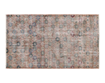 Antique Turkish Wool Rug 4'2" x 7'4" | 128x224 cm Hand-Spun Wool • Nomadic Anatolian Rug • Vintage Area Carpet for Bedroom or Entryway