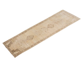 3'8 X 12'8 ft Vintage Rug Runner,Floor Oushak Rug,Hallway Turkish Rug Runner,Oushak Rugs,long runner,narrow long runner,Oushak Long Runner