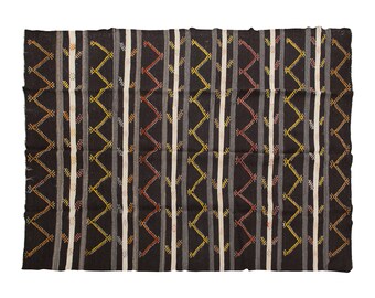 Embroidery Light Rug,Goat Hair Rug,Striped Kilim Rug 7'4 x 9'10 feet,Stripe Kilim Rug,224x299cm,Cicim Rug, Turkish Light Rug