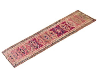 Turkish Rug",Antique Rug, Muted Rug, 3 x 14.8 feet, Oushak Rug, Vintage Rug, Oriental Rug, Runner Rug, Hallway Rug, Kitchen Rug, Floor Rug
